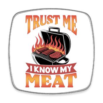 BBQ Grilling Meat Smoking Barbecue - Square fridge magnet - white - Front