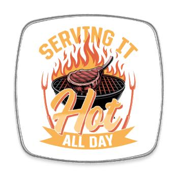 BBQ Grilling Meat Smoking Barbecue - Square fridge magnet - white - Front