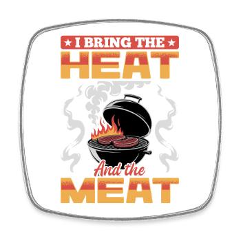 BBQ Grilling Meat Smoking Barbecue - Square fridge magnet - white - Front