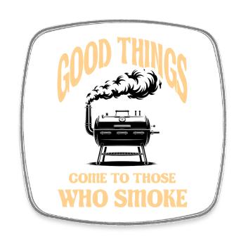 BBQ Grilling Meat Smoking Barbecue - Square fridge magnet - white - Front