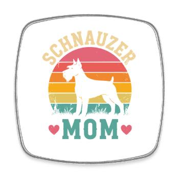 Schnauzer Mom Retro Sonnenuntergang - Viereckiger Kühlschrankmagnet - Weiß - Vorne