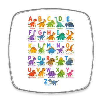 Dino-Alphabet: Bunte Buchstabenwelt - Viereckiger Kühlschrankmagnet - Weiß - Vorne