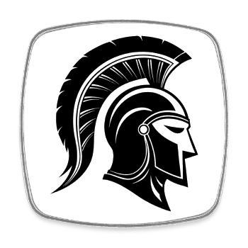 Spartanischer Helm - Viereckiger Kühlschrankmagnet - Weiß - Vorne