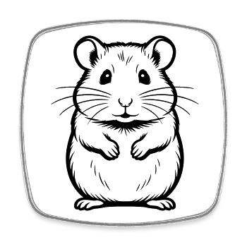Hamster - Viereckiger Kühlschrankmagnet - Weiß - Vorne