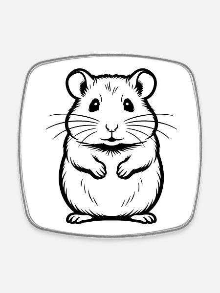 Hamster - Viereckiger Kühlschrankmagnet - Weiß