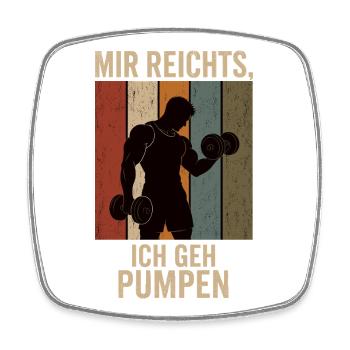 Mir reichts Ich geh pumpen Retro Fitness Shirt - Viereckiger Kühlschrankmagnet - Weiß - Vorne