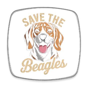 Save the Beagles Dog Porträt-Tee - Viereckiger Kühlschrankmagnet - Weiß - Vorne