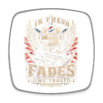 Barber Barbier In Fresh Fades We Trust - Square fridge magnet - white - Front