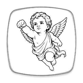 Motif du poing ange du chérubin volant - Magnet carré - blanc - Devant
