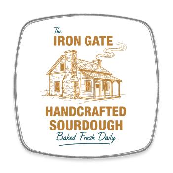 sourdough Bread Baking Iron Gate Handcrafted - Square fridge magnet - white - Front