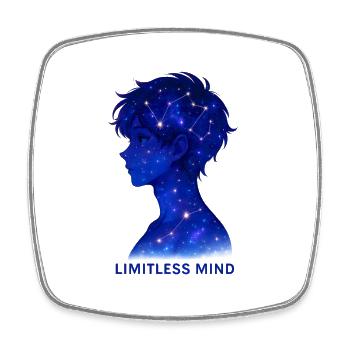Limitless Mind Galaxie Silhouette - Viereckiger Kühlschrankmagnet - Weiß - Vorne