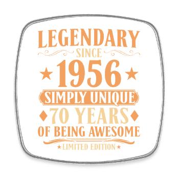 Legendary since 1956 - 70th Birthday Vintage - Square fridge magnet - white - Front
