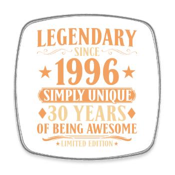 Legendary since 1996 - 30th Birthday Vintage - Square fridge magnet - white - Front