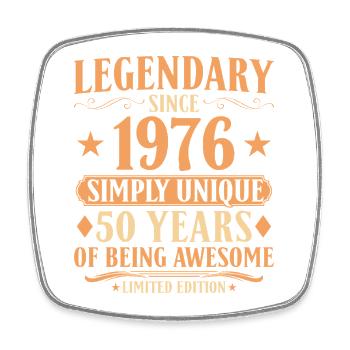 Legendary since 1976 - 50th Birthday Vintage - Square fridge magnet - white - Front