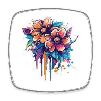 Color Explosion Bouquet - Square fridge magnet - white - Front