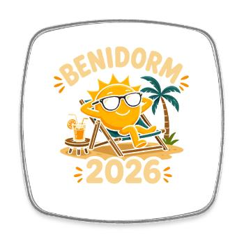 Benidorm 2026 Sunshine Holidays - Square fridge magnet - white - Front