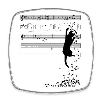 Musical Cat Art - Square fridge magnet - white - Front