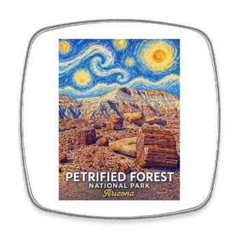 Petrified Forest Arizona Van Gogh Sky - Square fridge magnet - white - Front
