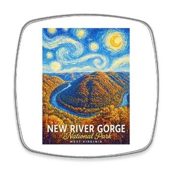 New River Gorge Landschaft National Park - Viereckiger Kühlschrankmagnet - Weiß - Vorne