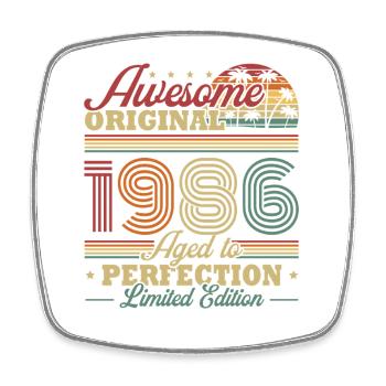 Cadeau rétro vintage d’anniversaire 1986 - Magnet carré - blanc - Devant