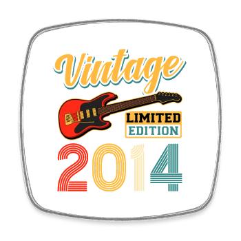 Vintage 2014 Limited Edition Electric Guitar Art - Square fridge magnet - white - Front