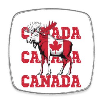 Canadian Moose with Maple Leaf Flag - Square fridge magnet - white - Front