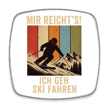 Mir reicht's Ich geh Ski fahren Retro Ski Shirt - Viereckiger Kühlschrankmagnet - Weiß - Vorne