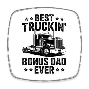 Bester Trucker Papa Bonus Dad - Viereckiger Kühlschrankmagnet - Weiß - Vorne