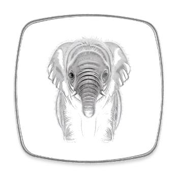 Elefant - Viereckiger Kühlschrankmagnet - Weiß - Vorne
