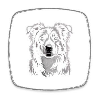 Border Collie - Magnet carré - blanc - Devant