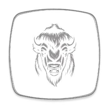 Tête de bison gris - Magnet carré - blanc - Devant