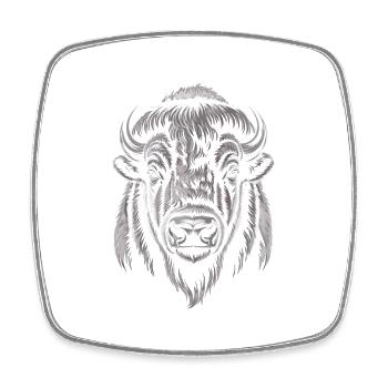 Buffalo Head Illustration - Square fridge magnet - white - Front