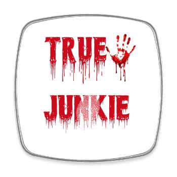 True Crime Junkie Murder Mystery Forensics Fan - Square fridge magnet - white - Front