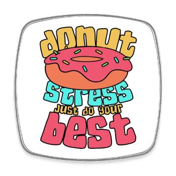 Donut Stress Büro Vibes - Viereckiger Kühlschrankmagnet - Weiß - Vorne