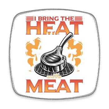 BBQ Grilling Meat Smoking Barbecue - Square fridge magnet - white - Front