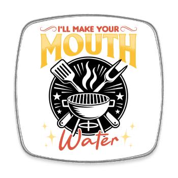 BBQ Grilling Meat Smoking Barbecue - Square fridge magnet - white - Front