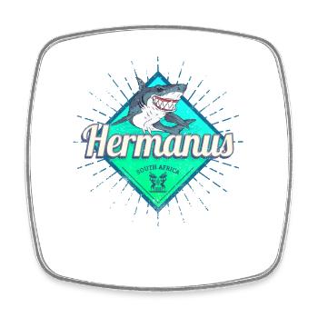 Hermanus in South Africa Retro Laughing Shark Souvenir - Square fridge magnet - white - Front