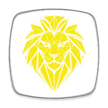 Geometric Lion in Yellow - Square fridge magnet - white - Front