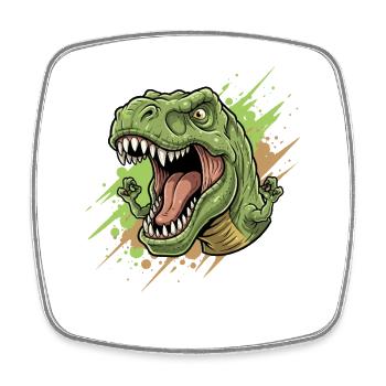 Angry T Rex with a splash of color - Square fridge magnet - white - Front