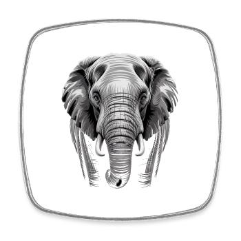 Elefantenkopf Elefant - Viereckiger Kühlschrankmagnet - Weiß - Vorne