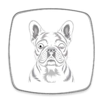 Französische Bulldogge Frenchie - Viereckiger Kühlschrankmagnet - Weiß - Vorne