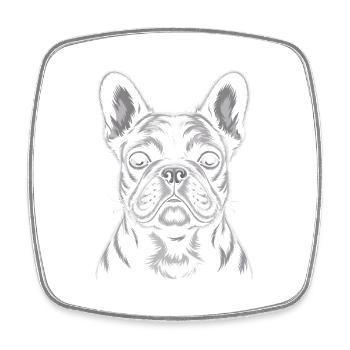 Französische Bulldogge Frenchie - Viereckiger Kühlschrankmagnet - Weiß - Vorne