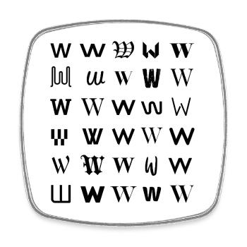 Typography W monogram letter mosaic design - Square fridge magnet - white - Front