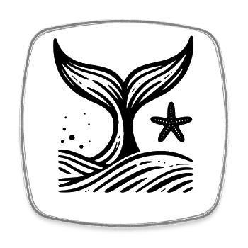 Whale Art Black White Ocean Style - Square fridge magnet - white - Front