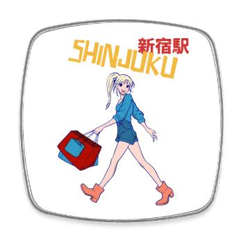 Shinjuku Shopperin Neon Stil - Viereckiger Kühlschrankmagnet - Weiß - Vorne