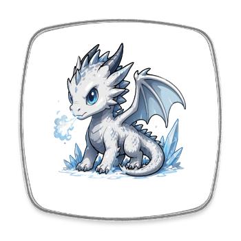 Kristall-Eisdrache - Viereckiger Kühlschrankmagnet - Weiß - Vorne