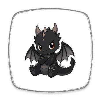 Little Black Dragon with Wings - Square fridge magnet - white - Front