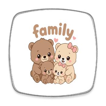 Familienbären Kuschelcrew - Viereckiger Kühlschrankmagnet - Weiß - Vorne