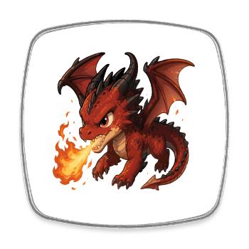Souffle de Feu du Dragon Rouge - Magnet carré - blanc - Devant