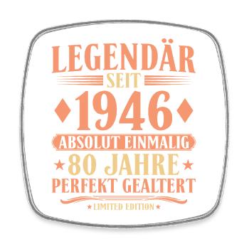 1946 Geboren - Absolut Einmalig 80. Geburtstag - Viereckiger Kühlschrankmagnet - Weiß - Vorne